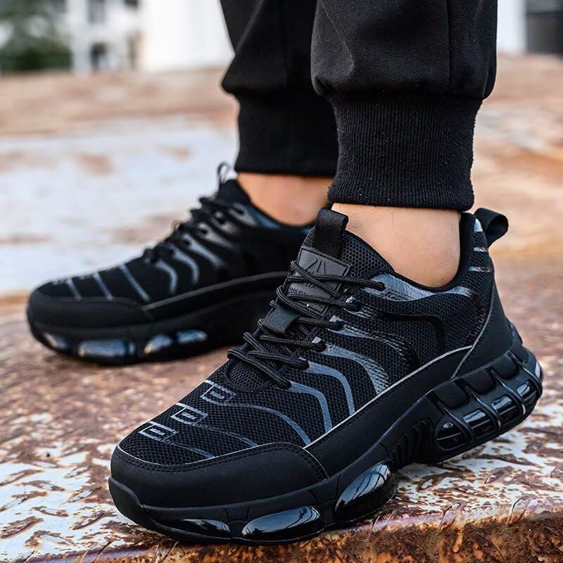 Steel Toe Shoes for Men Women Lightweight Safety Sneakers Composite Toe Work Shoes Puncture Proof Industrial Construction Shoes Black - Image 2