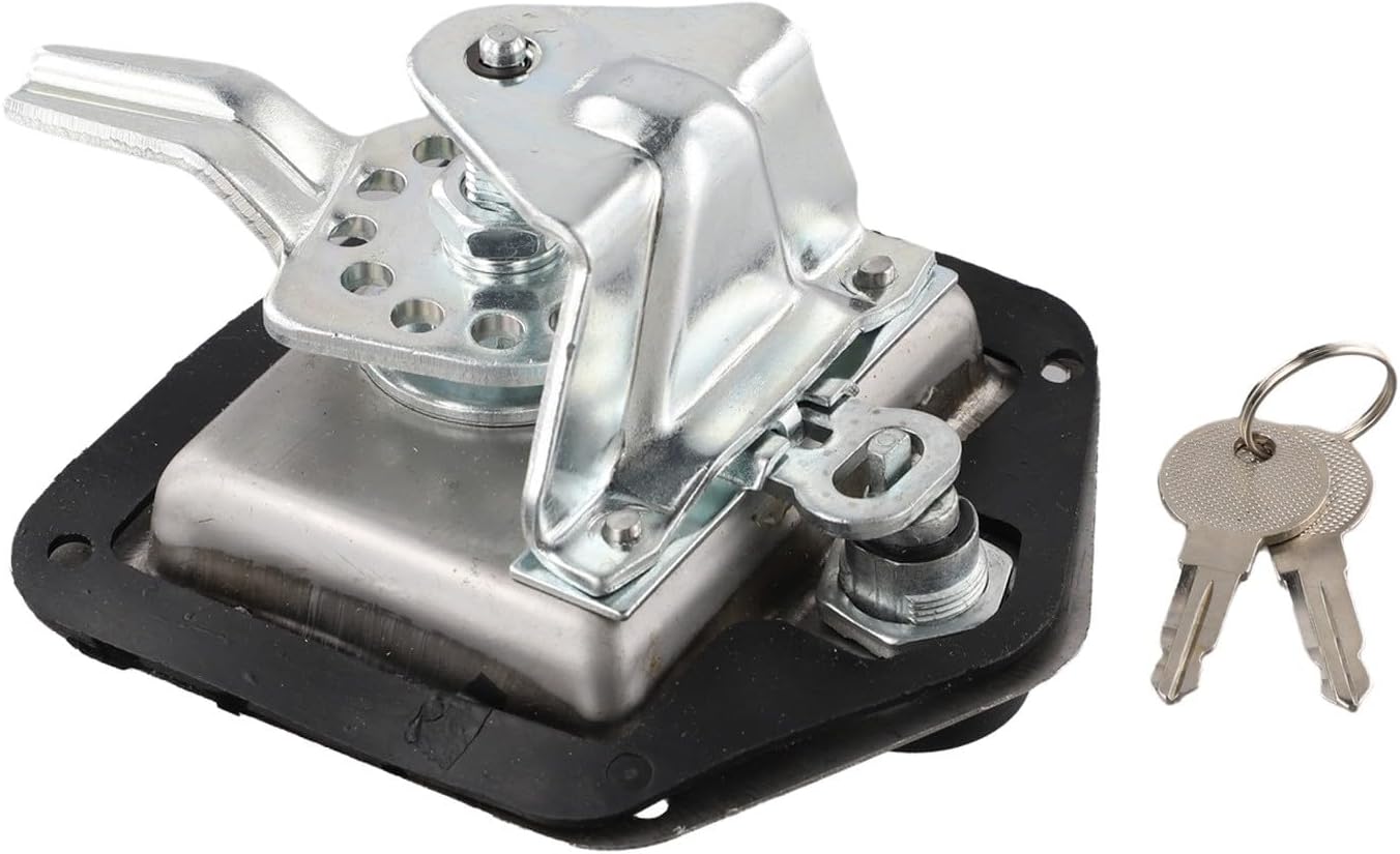 Stainless Steel T-Handle Tool Box Latch with Lock for Truck RV Camper Trailer UTV, Heavy Duty Folding Door Latch for Secure Storage, Silver