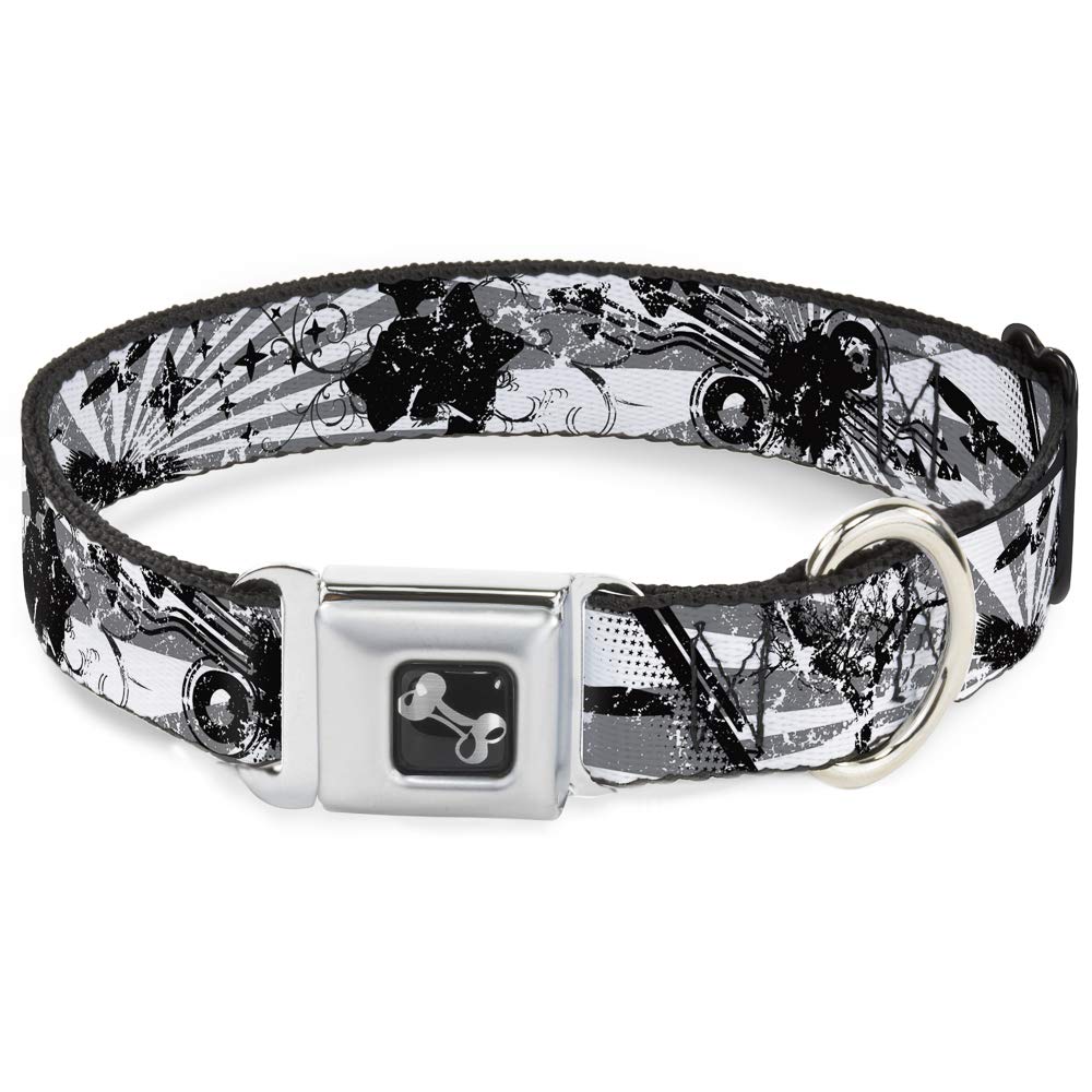 Collier de chien réglable Buckle Down 9-38 cm motif os gris pour petit canidé