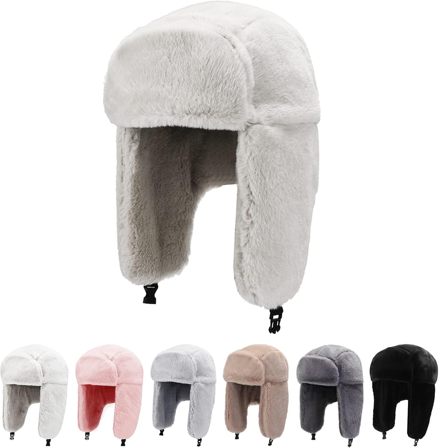 Peicees Winter Hats for Men Womens Fur Hats Russian Ushanka Trapper Hat with Ear Flaps Warmer for Adult