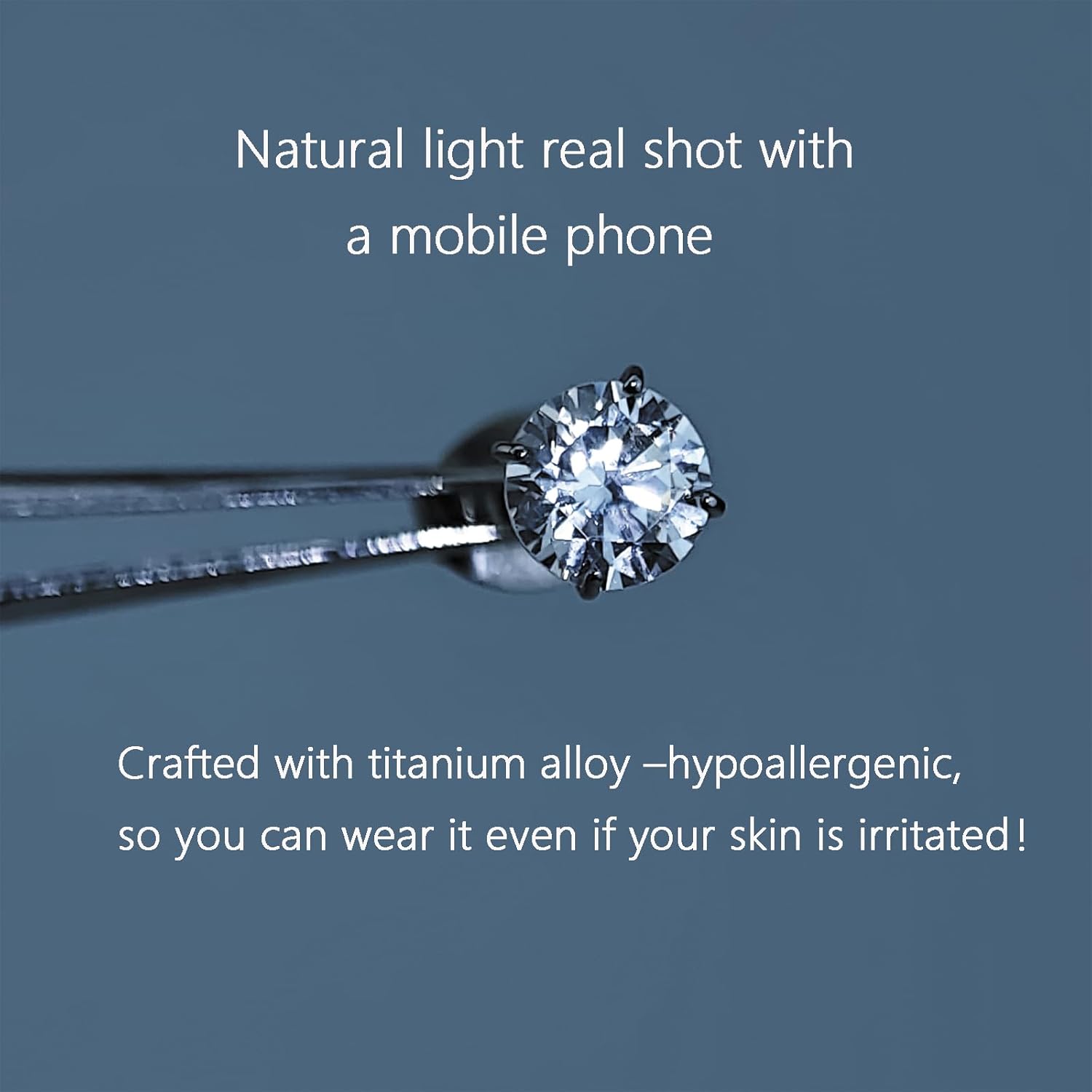 Hypoallergenic Earring for Women Men G23 Titanium 18K Plated Silver Brilliant Cut Simulated Diamond 5mm Cubic Zirconia Stud Earrings Cartilage Earrings for Sensitive Ears - Image 6