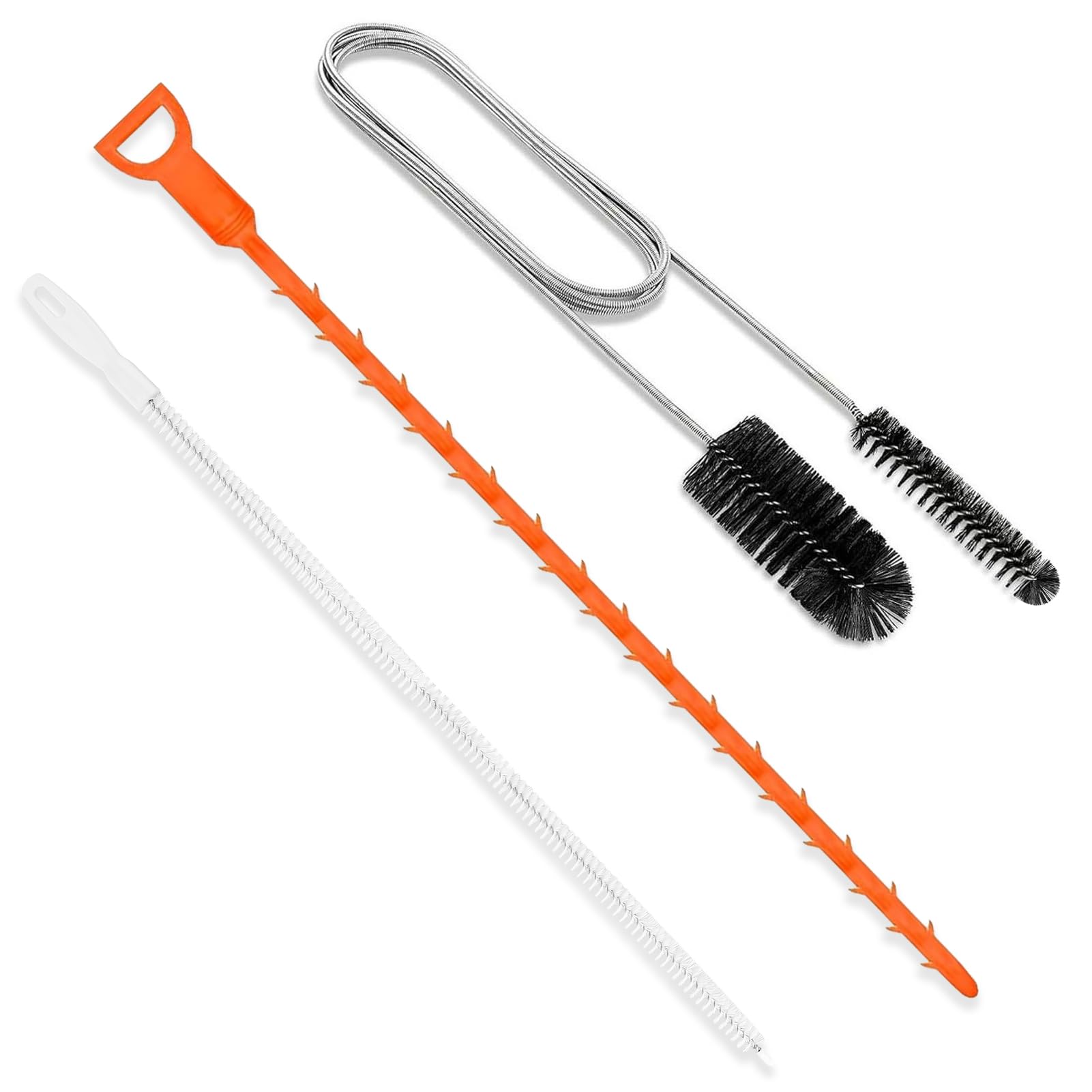 Desatascador Espiral Set 3 Piezas 2 m Cepillo Desagüe Flexible Cabezales Cerda 60 cm 64 cm Pipe Cleaning Stick