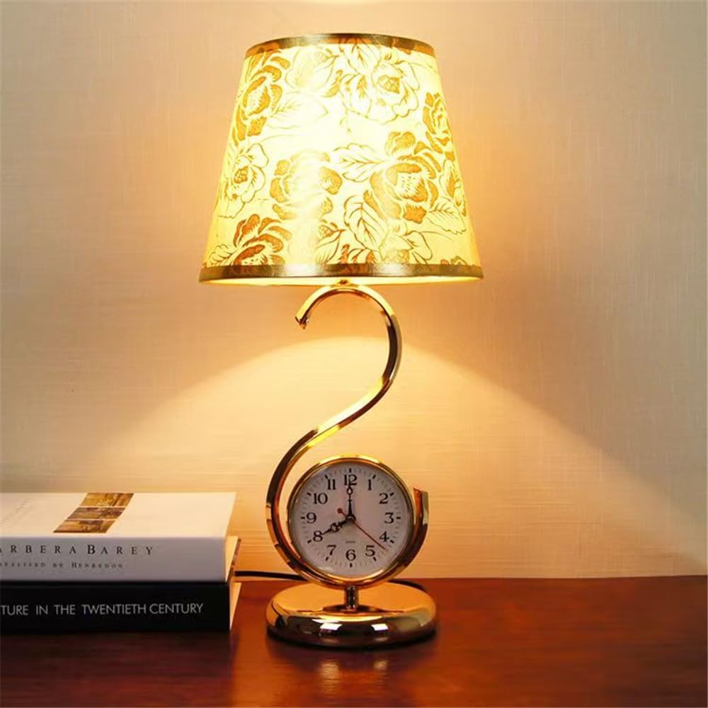 Lampe de Table LED contemporaine européenne avec Horloge, idéale pour Le Salon, la Chambre, Le Bureau ou la Table de Chevet (Style 10)