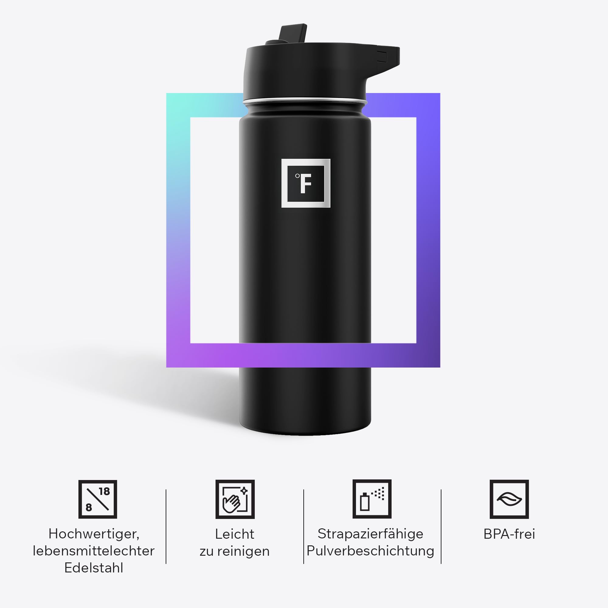 Edelstahl Trinkflasche mit Strohhalm - 650/950/1200/1800 ml - Kohlensäure Geeignet Auslaufsicher Doppelwandig Isoliert Thermosflasche BPA-Freie - Wasserflasche Sport Gym Fitness Reisen Kinder