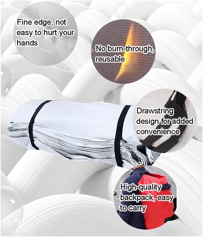 Emergency Fire Blanket for Cars - Silicone-Coated Fiberglass Fire Suppression for Electric/Fuel Vehicle Accidents - Survival Safety Gear with Carry Bag (6x9m/19.7x29.5ft) - Essential Fire Safety Tool