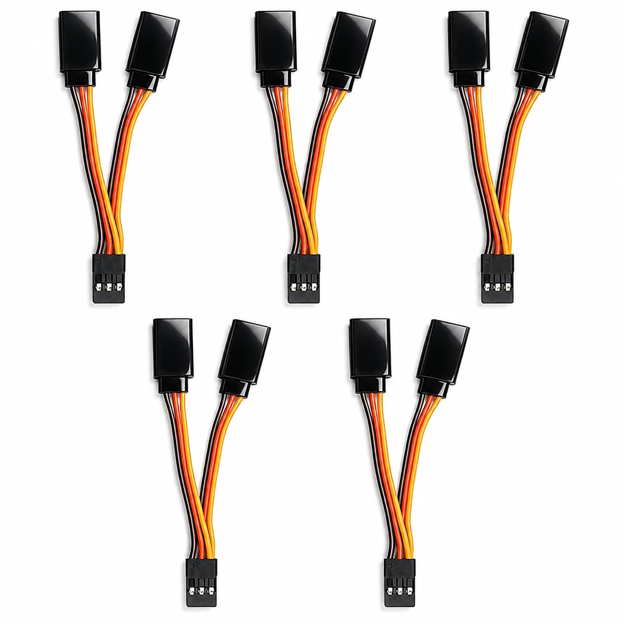 JiangZShangM 5PCS Servo Y Harness Leads Splitter Cable, 3 Pin Servo Y Splitter, RC Y Harness Cable, Extension Leads Splitter Cable for RC Car Plane Helicopter Drone, Y Splitter Cable 7cm