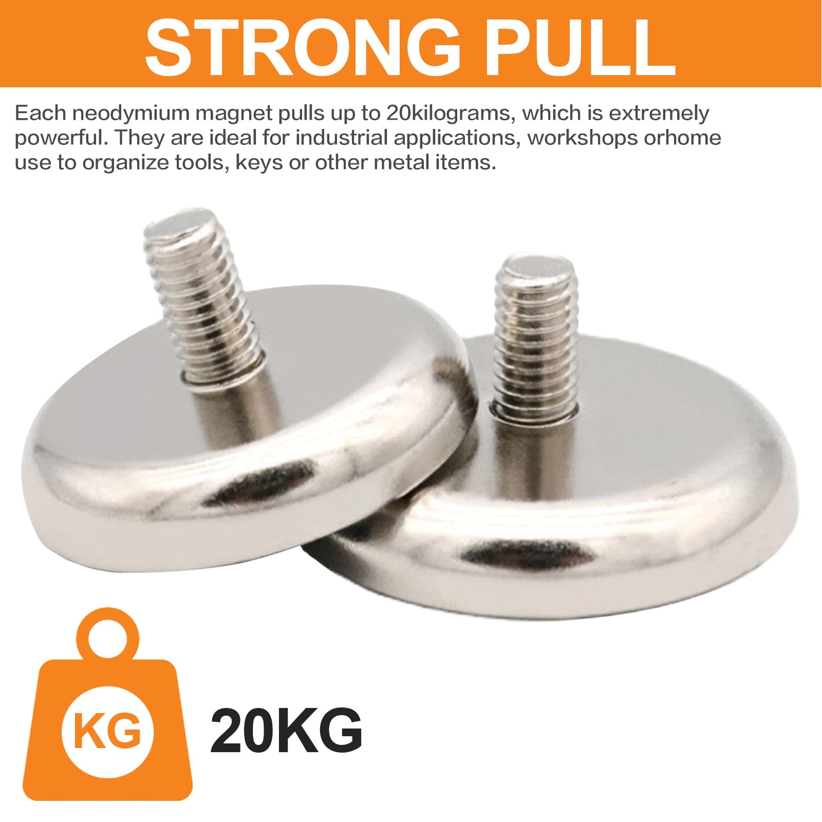 Lot de 10 aimants en pot en néodyme de 25 mm de diamètre, extra puissants avec filetage M5 et force d'adhérence de 22 kg, aimants ronds en néodyme pour vis, œillets ou crochets, systèmes magnétiques