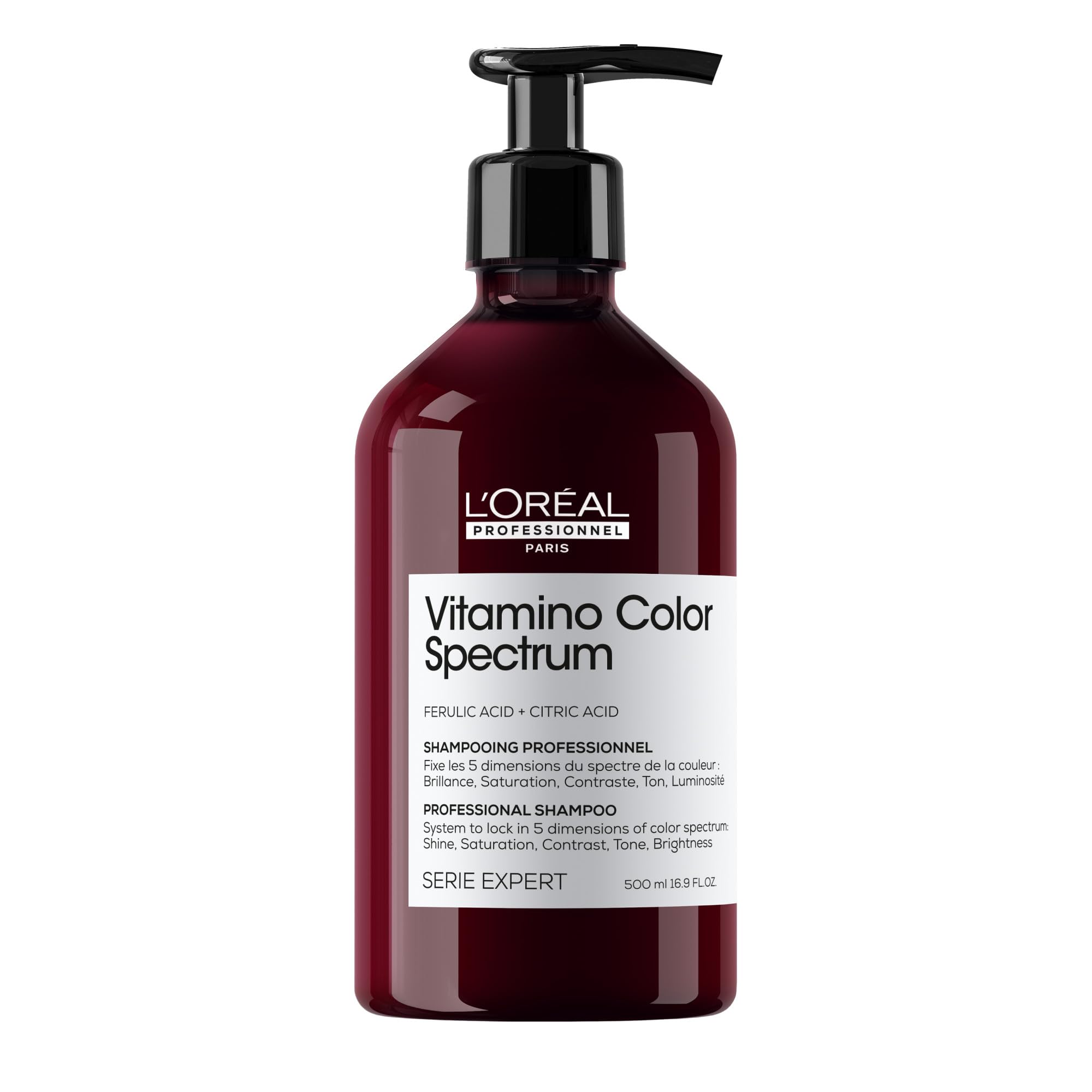L'Oréal Professionnel Shampoo für Farbbrillanz mit Glass Hair Effekt bei coloriertem Haar, Mit Ferula- & Zitronensäure, Vegan, Serie Expert, Vitamino Color Spectrum Shampoo, 500 ml