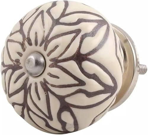 Miniatura 5 de IndianShelf - Perillas de cerámica artesanales, color blanco y negro, antióxido, para cajones de gabinetes de cocina