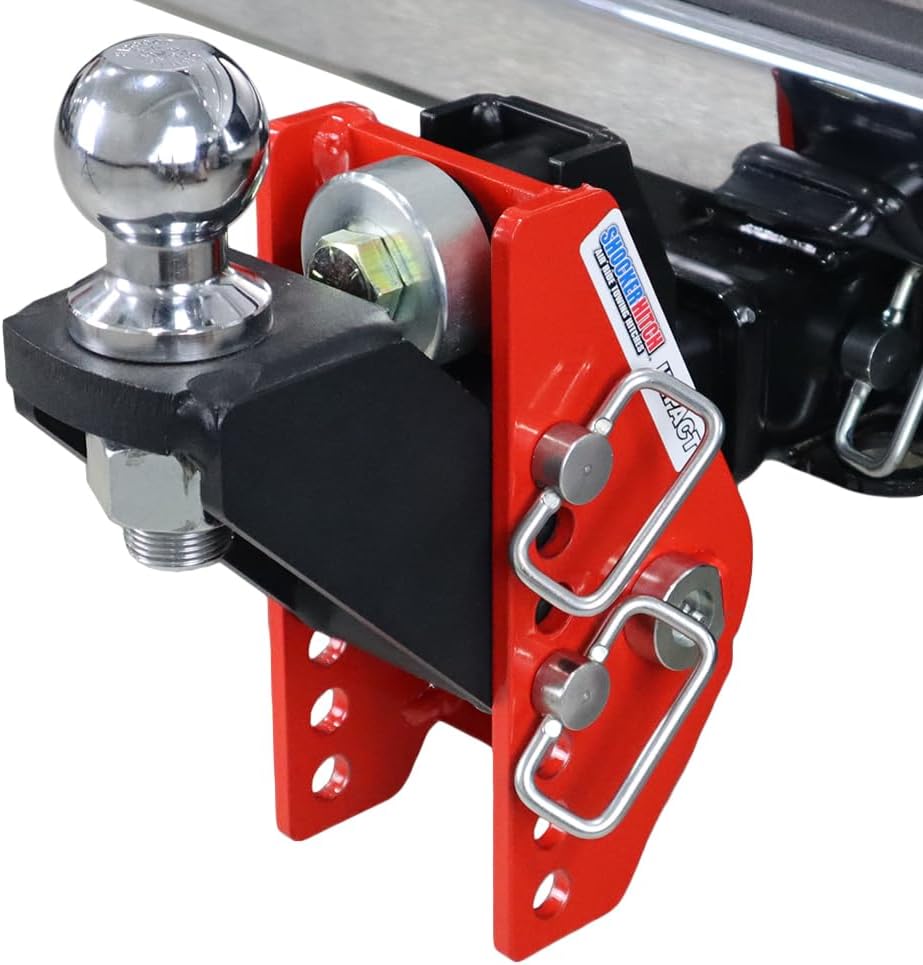 Shocker Impact Adjustable Cushion Raised Hitch - 5" Rise to 3" Drop, Fits 2-1/2" Hitch, Has 2-5/16" Ball