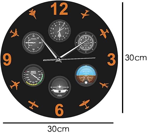 Miniatura 3 de Instrumento de vuelo Aviones Reloj de pared silencioso Aviación Aviador Reloj de pared Diseño moderno Piloto Decoración del hogar Regalo