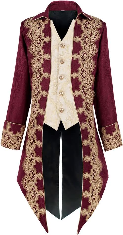 Men Steampunk Medieval Jacket Gothic Victorian Frock Coat Uniform