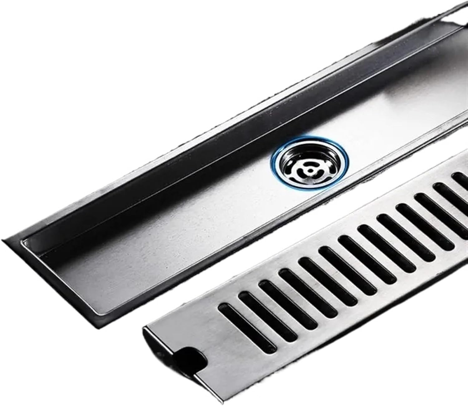 Drain Cover 1Set Stainless Steel Floor Drain Bathroom Shower Long Drainage Floor(Like pic-03)