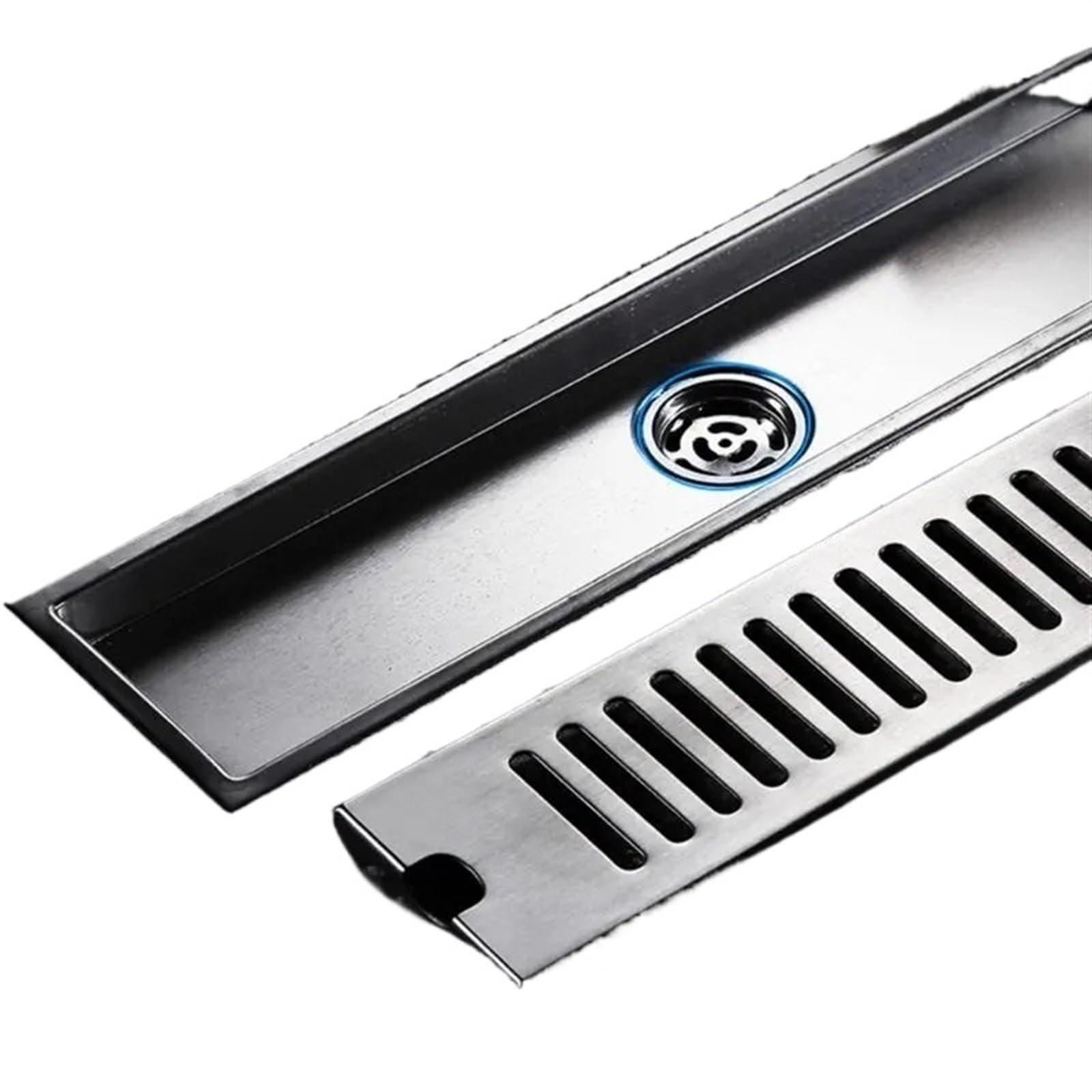 Drain de sol long en acier inoxydable pour une douche à l'italienne moderne