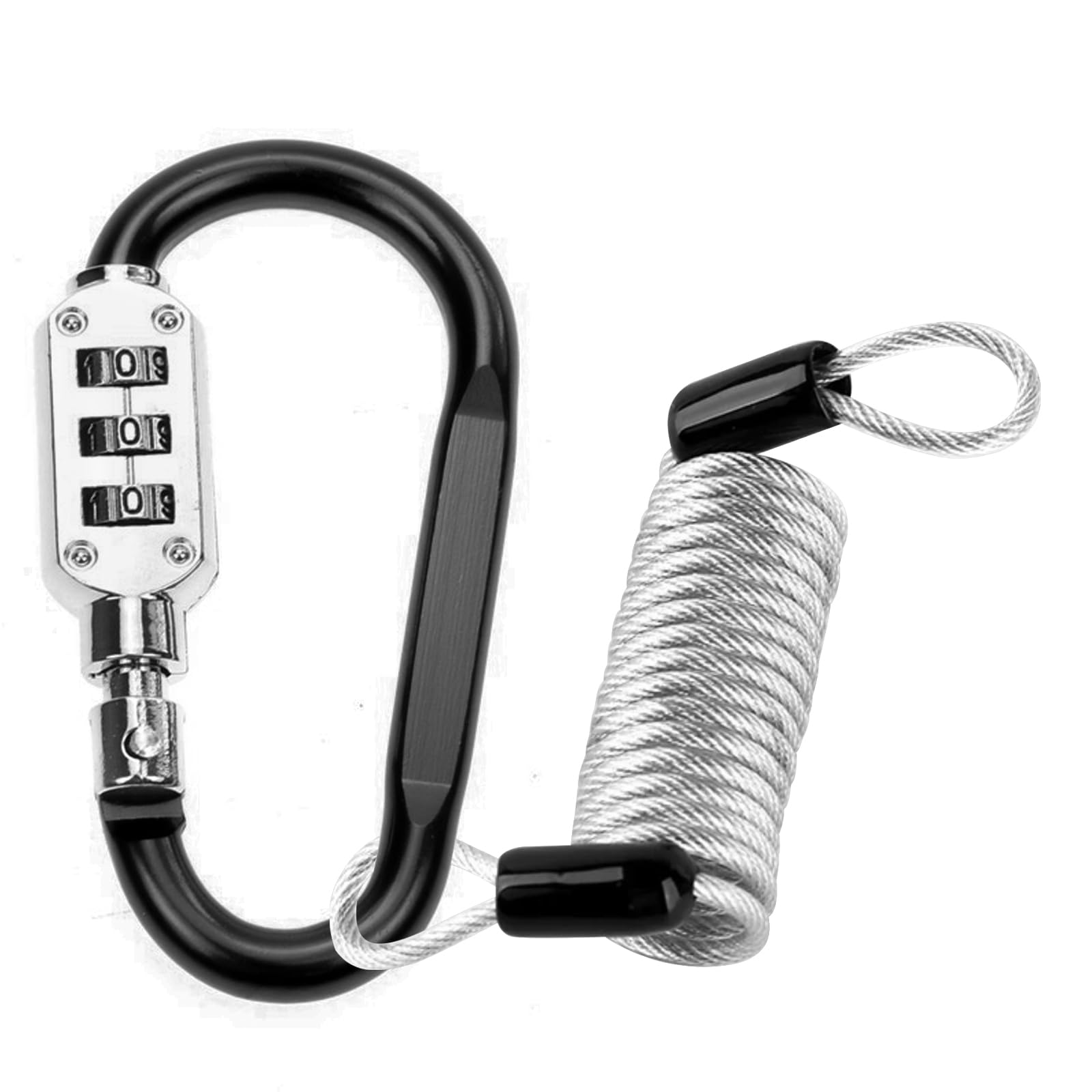 Antivol à Câble Rétractable Avec Serrure à Combinaison 3 Chiffres - Longueur 70 Cm - Pour Vélo, Casque, Selle, Valise, Ski - Revêtement PVC Protecteur