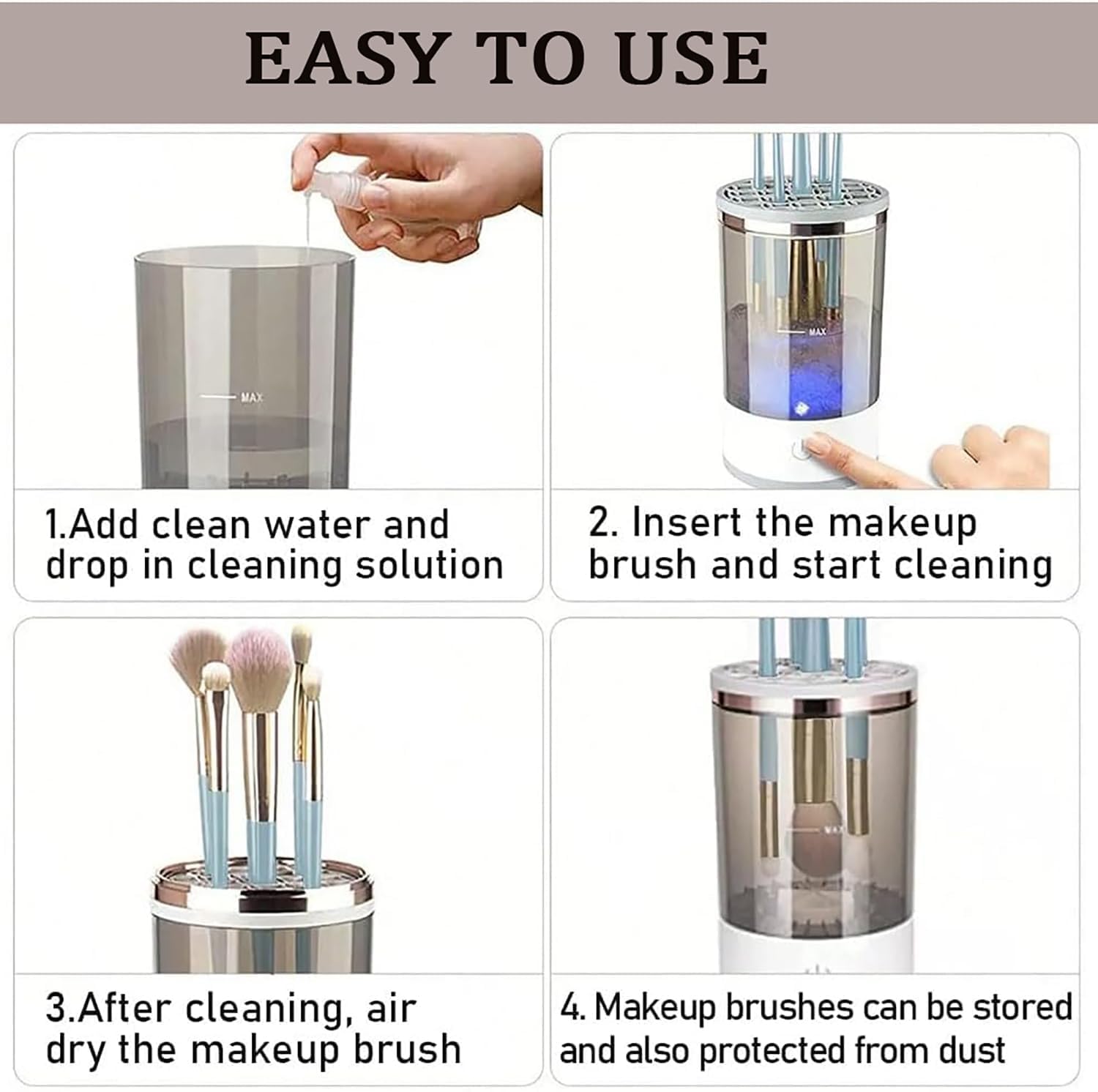 Electric Makeup Brush Cleaner Machine, Automatic Cosmetic Brush Cleaner for All Size Beauty Makeup Brushes - Image 2
