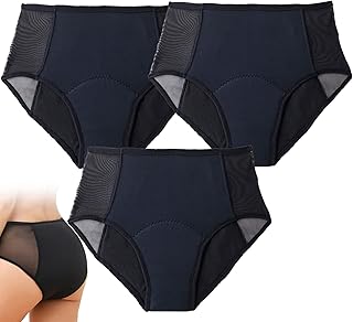 Roupa íntima para incontinência feminina, cuecas de algodão à prova de vazamento, cuecas de incontinência urinária, lavável, respirável, roupa íntima para incontinência feita de algodão