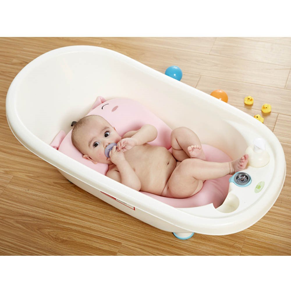 belupai Tapis de bain bébé nouveau-né pliable bébé bain baignoire coussin chaise étagère nouveau-né siège de baignoire nouveau-né coussin tapis de bain(Cochon rose)