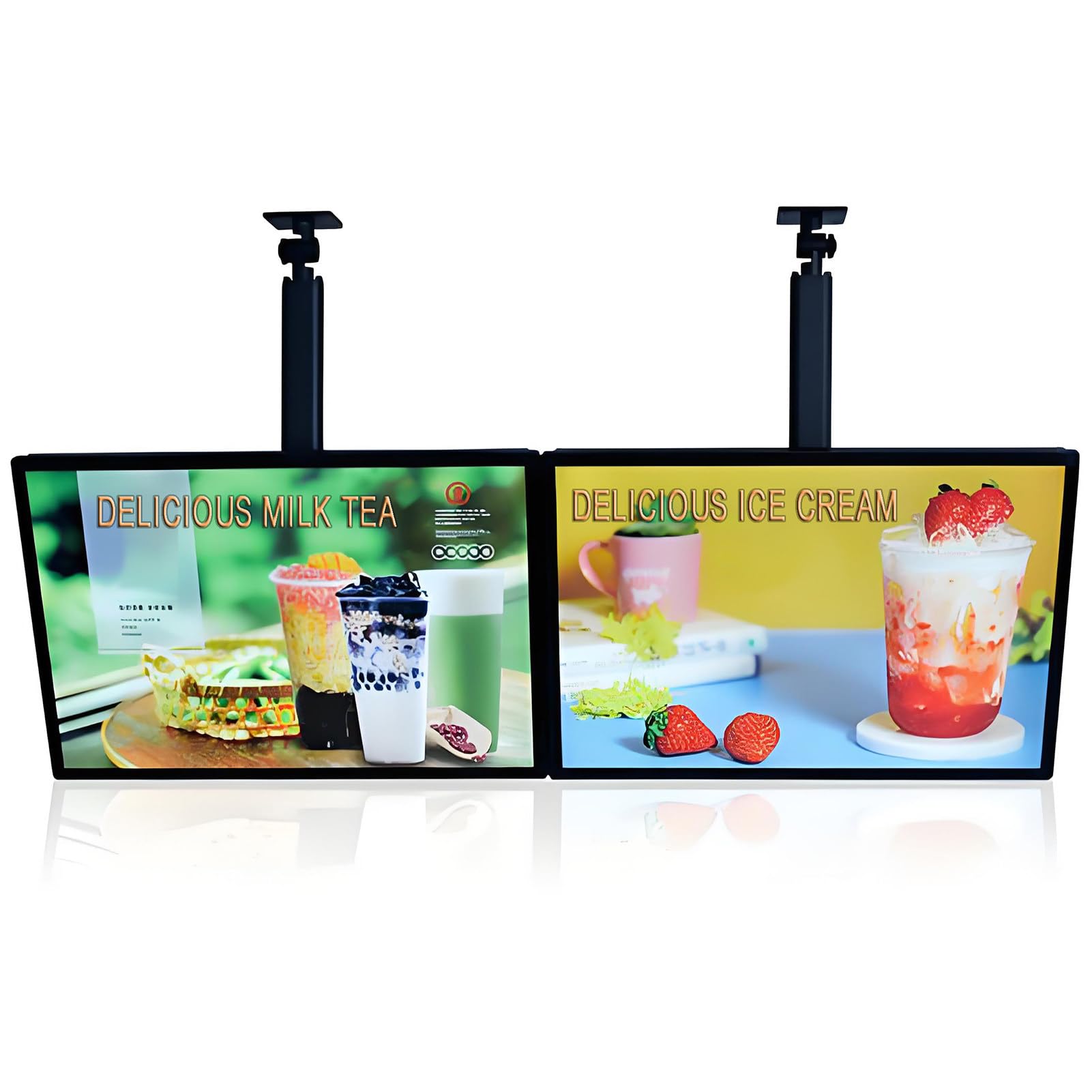 Caisson Lumineux LED pour L'Affichage De Menus, Angle Et Position Réglables, Écran D'Affichage Compact pour La Publicité des Restaurants Et des Fast-Foods, Lot De 2,2pcs