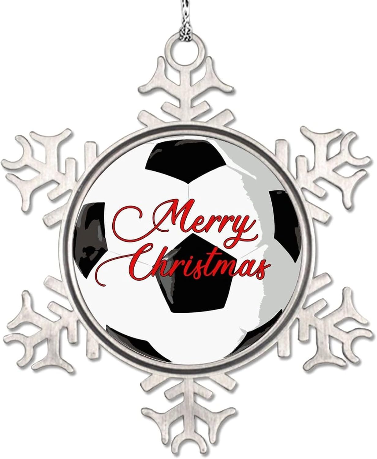 Snowflake Ornament Soccer Christmas Tree Ornaments Funny Sport Football Merry Christmas Personalized Christmas Ornaments 2023 Funny Metal Souvenir Xmas Tree Hang Pendant Winter Exchange Gift