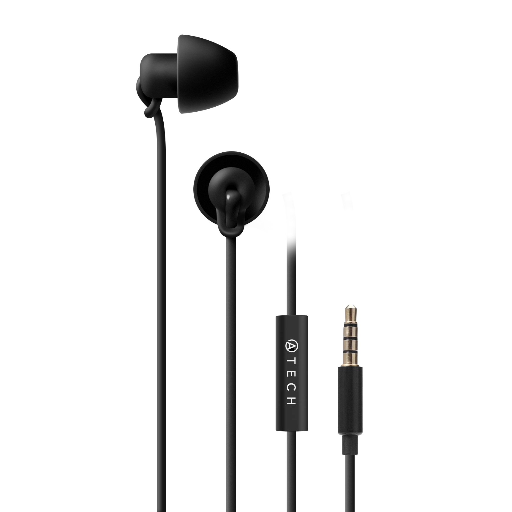 ATECH INNOVATION ATECH - Sleeping Earbuds - Ultra Flexible Silicon Earplugs Noise Cancelling with Microphone for Sleeping, Insomnia, Snoring, Air Travel, Relaxation (Black)