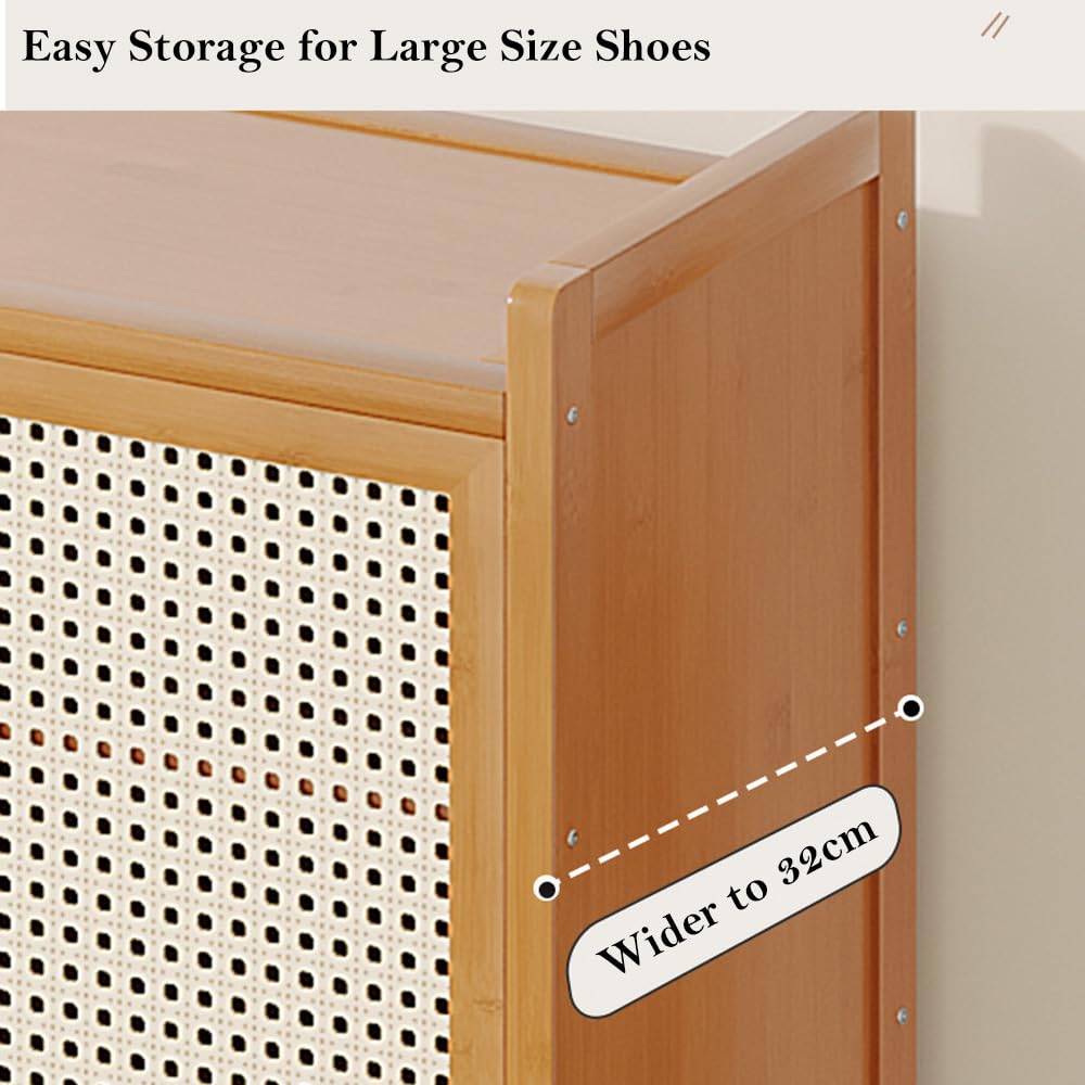 Bambus-Schuhschrank SET023, 7 Ebenen, 2 Türen, 66 x 32 x 111 cm