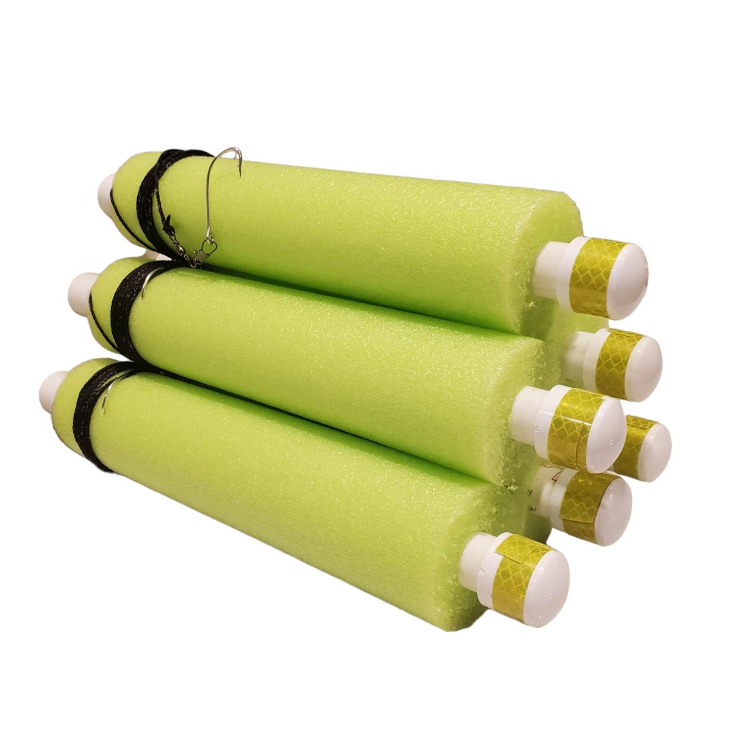 Rhodes Jugs Catfish Noodle Jugs 6 Pack - 7ft Braided line - Kayaking - Made in USA - Ready to Go - Lime Green, Red, Blue, Orange, White & Multicolor -