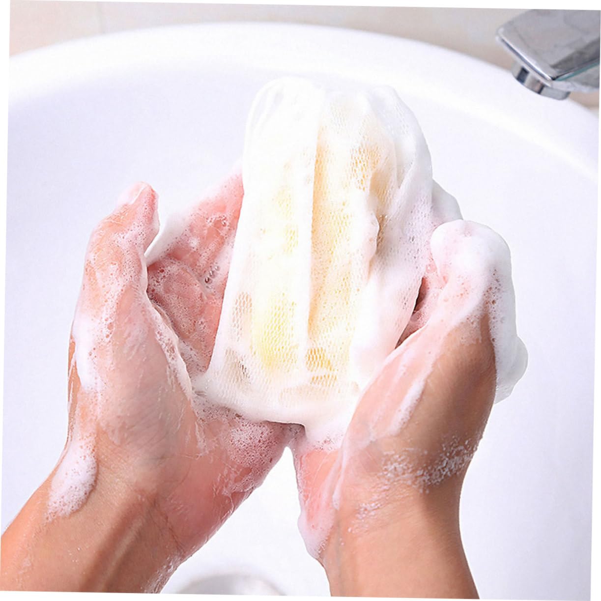 4pcs Face Cleansing Foaming Soap Bags with Hanging Lightweight Mesh Nets for Quick Bubble Creation Gentle Skin Cleaning and Aroma Release Suitable for Home Use