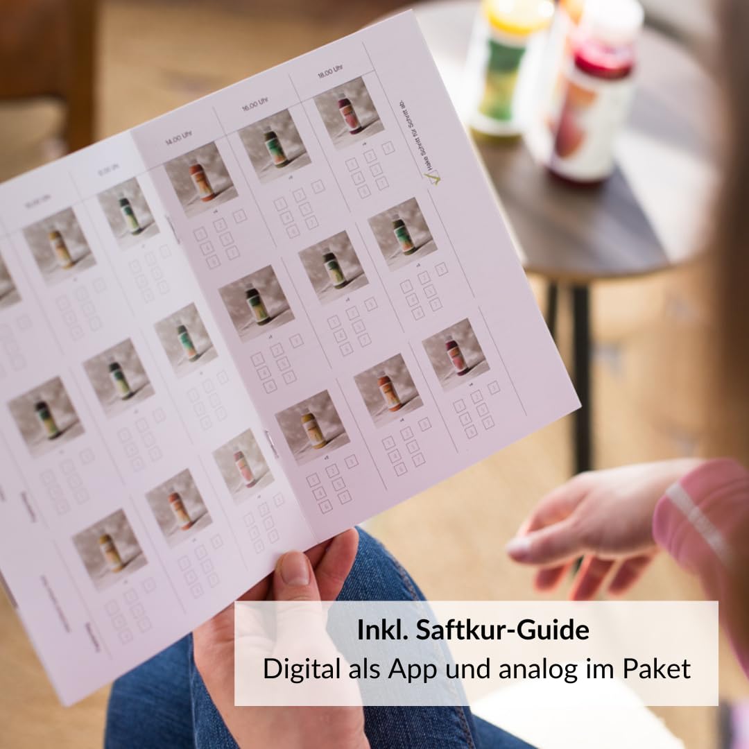 PRESSBAR Saftkur CLASSIC 7 Tage - 42 Säfte (330ml) kaltgepresst - Fastenkur - iPhone und Android App und Booklet zur Begleitung der Kur - Aus 100% Obst & Gemüse - inkl. 10,50€ Pfand