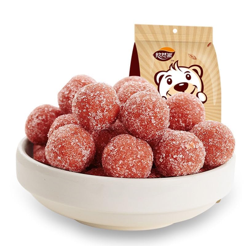 Instant Hawthorn Ball 7.33oz/208g, Sugar Hawthorn, Preserved Fruits, Hawthorn Strips, Sour and Sweet Fruit Snacks, Delicious Dim Sum, Dessert, Leisure snacks, Vegetarian, Fruit Snack Gift (Hawthorn Ball,4bag)