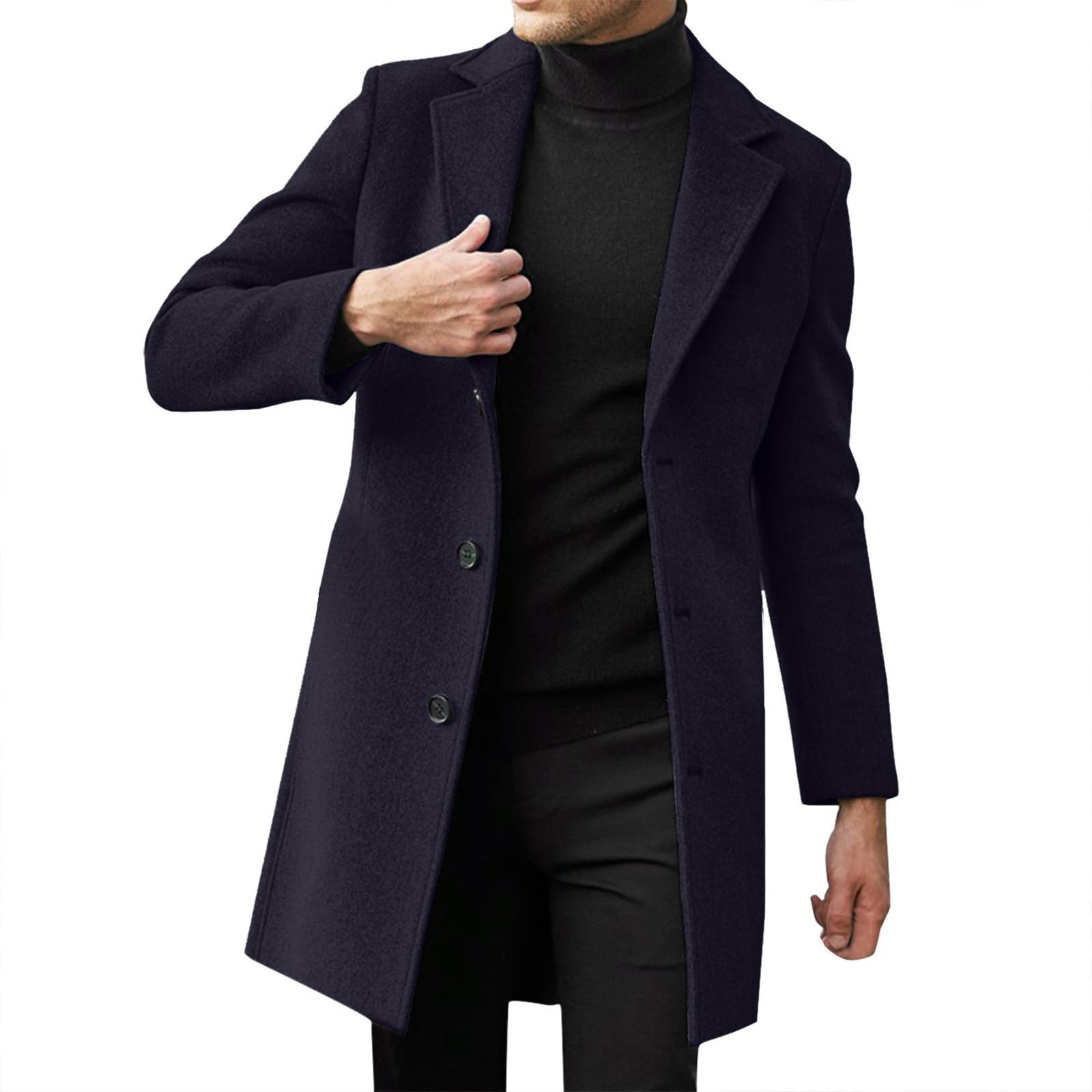 Men’s Woolen Long Trench Coat Slim Fit Winter Overcoat