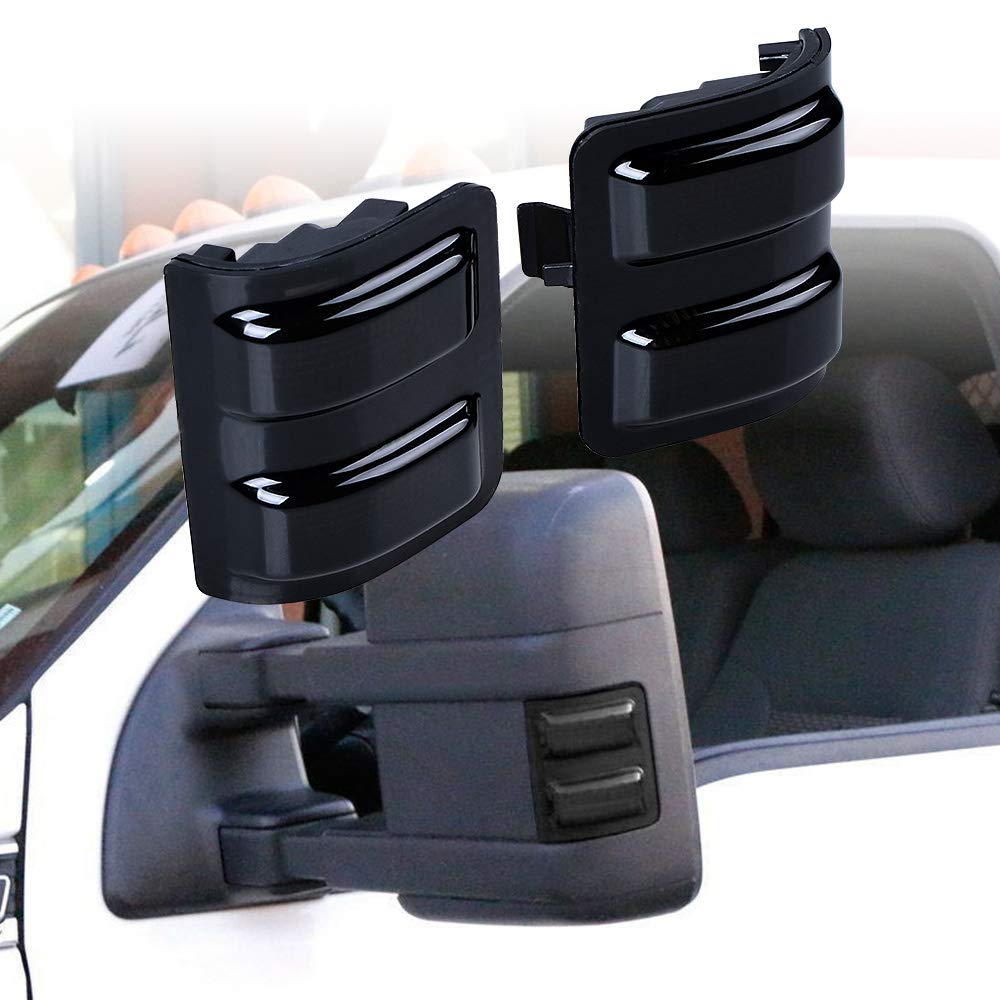 1 Pair Switchback LED Side Mirror Marker Lamps Compatible with 2008-2016 Ford F250 F350 F450 Super Duty (Smoked Lens, White Parking Amber Turn Signal Light)