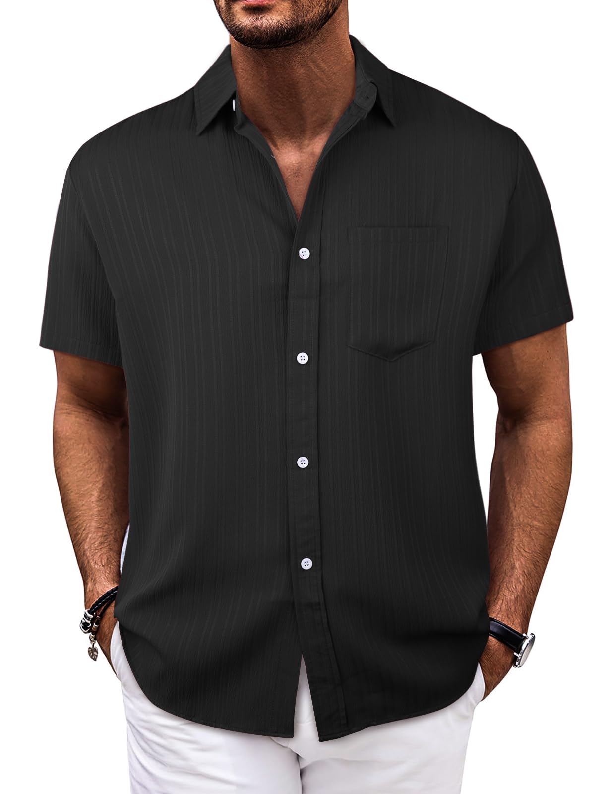 Danfiki Camisa Hombre Manga Corta Camisas con Botones para Hombre Camisetas de Manga Corta de Verano