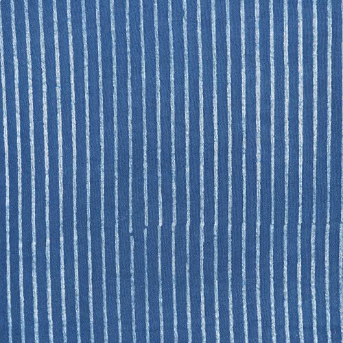 NOVICA Artisan Handmade Cotton Shawl Blue White Mud Resist Striped Block Print Accessories Shawls India ' Dabu Blue'4