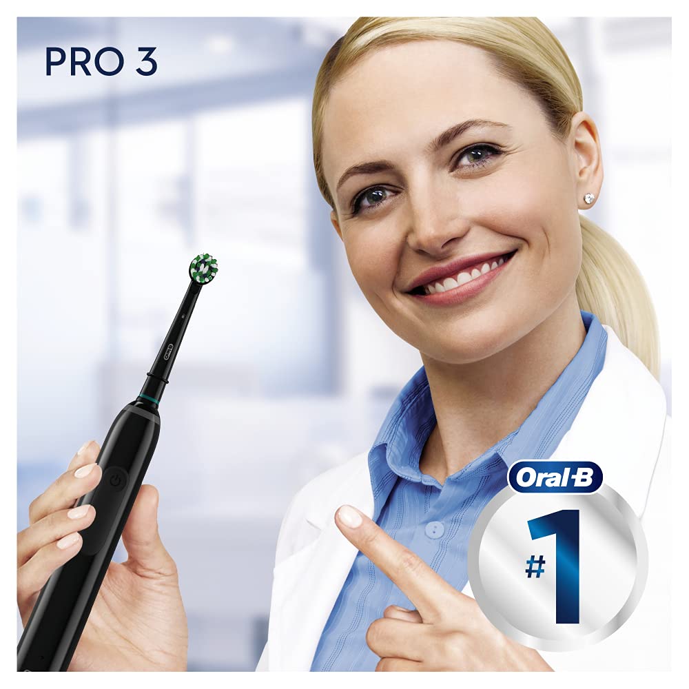 Oral-B PRO 3 3000 CrossAction Elektrische Zahnbürste/Electric Toothbrush, mit 3 Putzmodi und visueller 360° Andruckkontrolle für Zahnpflege, Geschenk Mann/Frau, Designed by Braun, schwarz