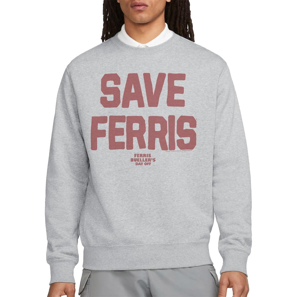 Ferris Bueller The Save Ferris Unisex Crew Sweatshirt, Athletic Heather, Large