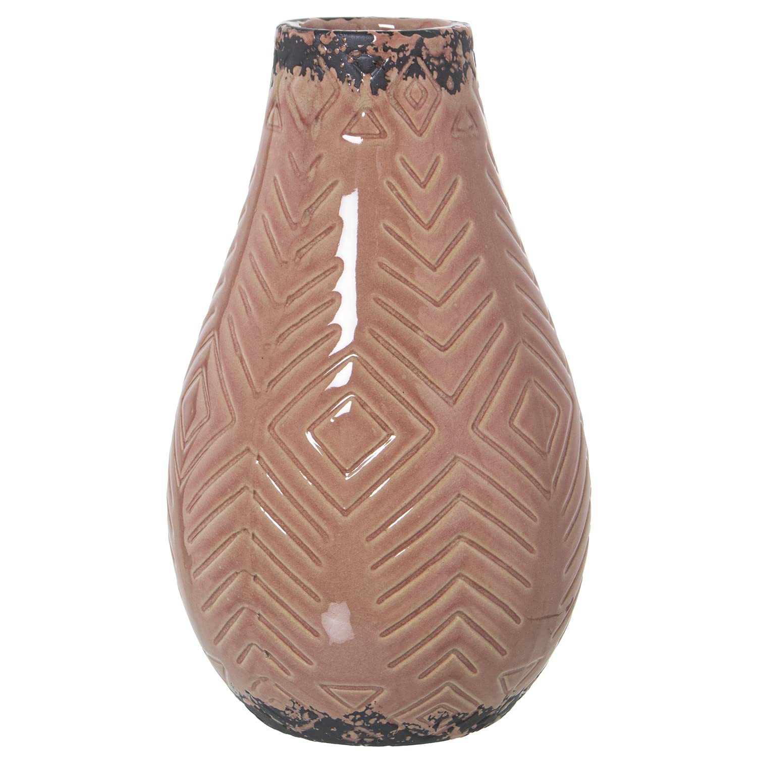 Vase en céramique rose 16x26cm à la finition artisanale premium