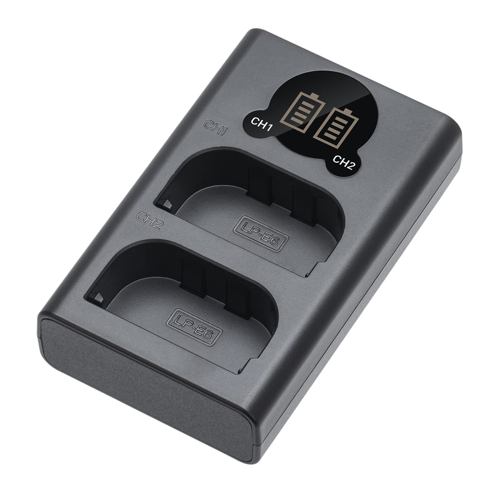 Kimaru LP-E6 Battery Charger, Double Slot LC-E6 Charger for Canon EOS R5, R6, R6 Mark II, R7, 90D, 80D, 70D, 60D, 5D 6D 7D Mark II Cameras.