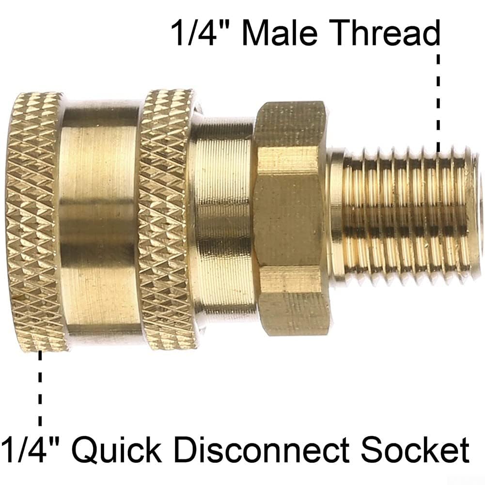 Connettore a sgancio rapido a 1/4" adattatore maschio a pressione Rondella Accoppiamento, ottone durevole, raccordi a sgancio rapido/scollegamento adattatore per idropulitrice