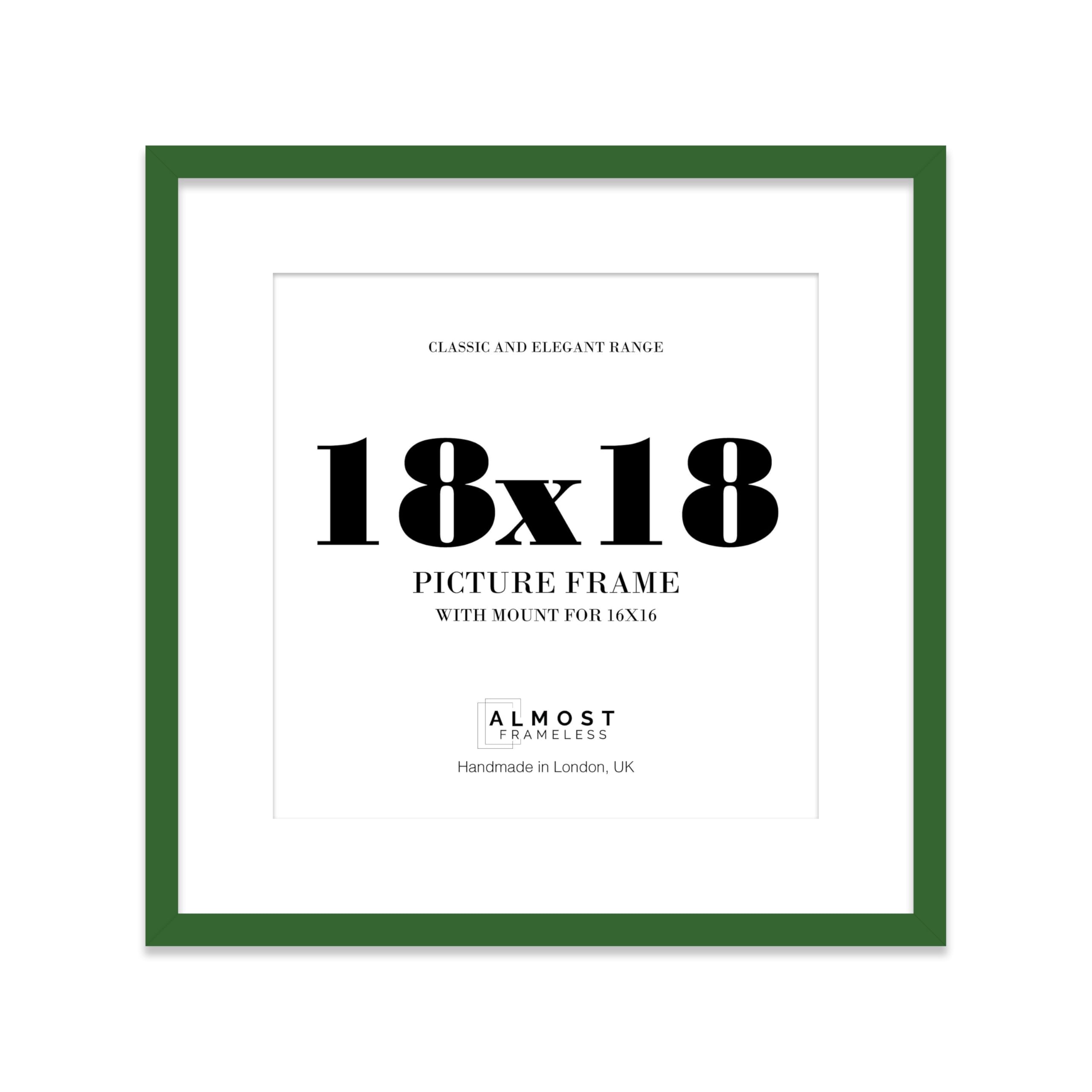 18x18 Green Picture Frame with Mount for 16x16 Photos, Prints - Modern Square Wall Frame, 1 Pack