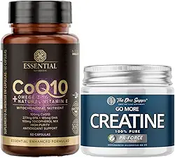 CoQ10 - Coenzima Q10 + Ômega 3TG + Vitamina E - Essential Nutrition (60+Creatina 150g The One Supps)