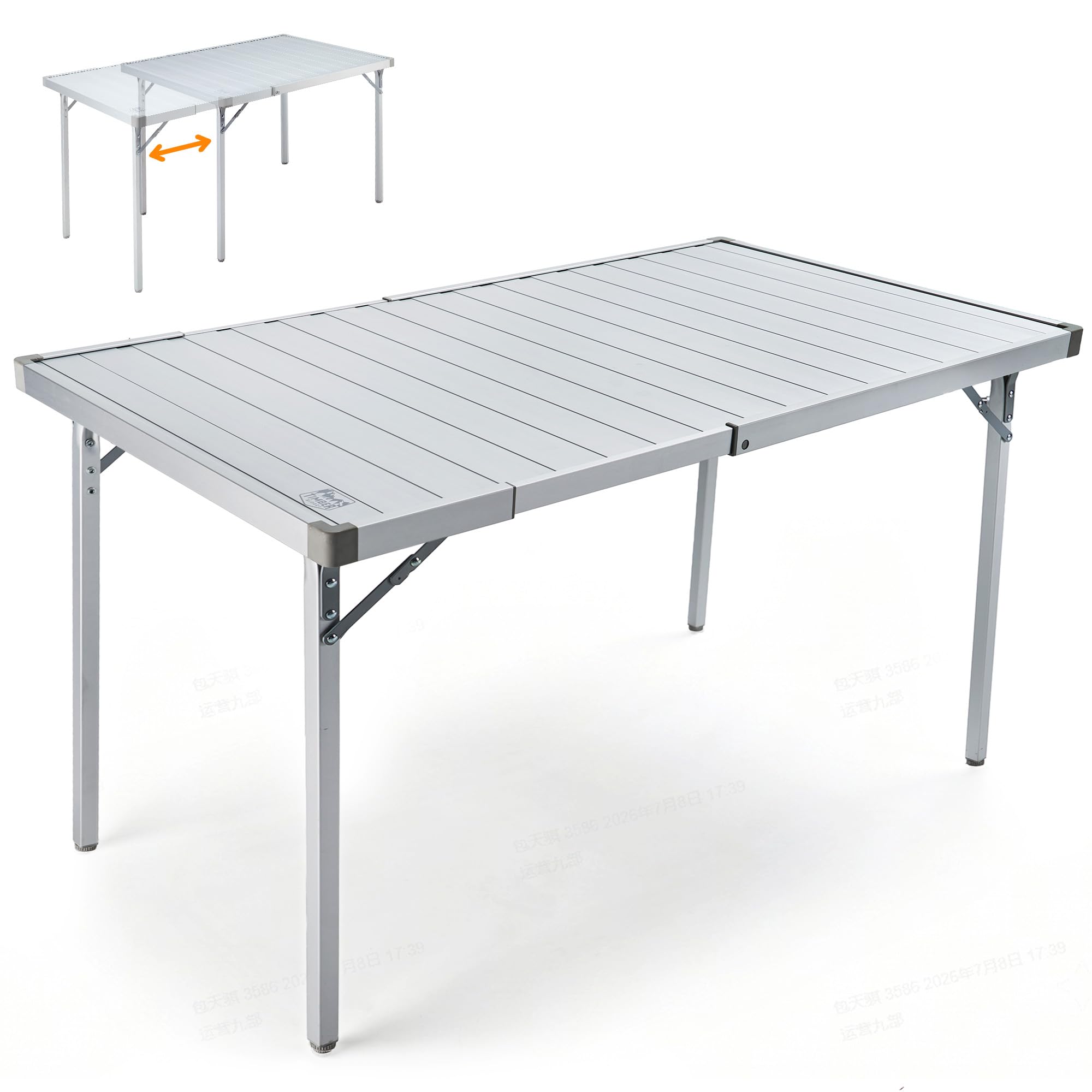 TIMBER RIDGE Table Camping Pliante Extensible 94/129x70cm Aluminium | Table extensible de 94 à 129cm, hauteur réglable, cadre aluminium avec sac de transport pour camping et caravane