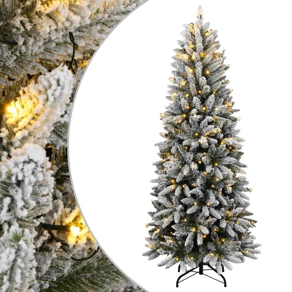 Sapin de Noël Artificiel avec LED, Arbre de Noël Artificiel 300 LED et Neige floquée 180 cm