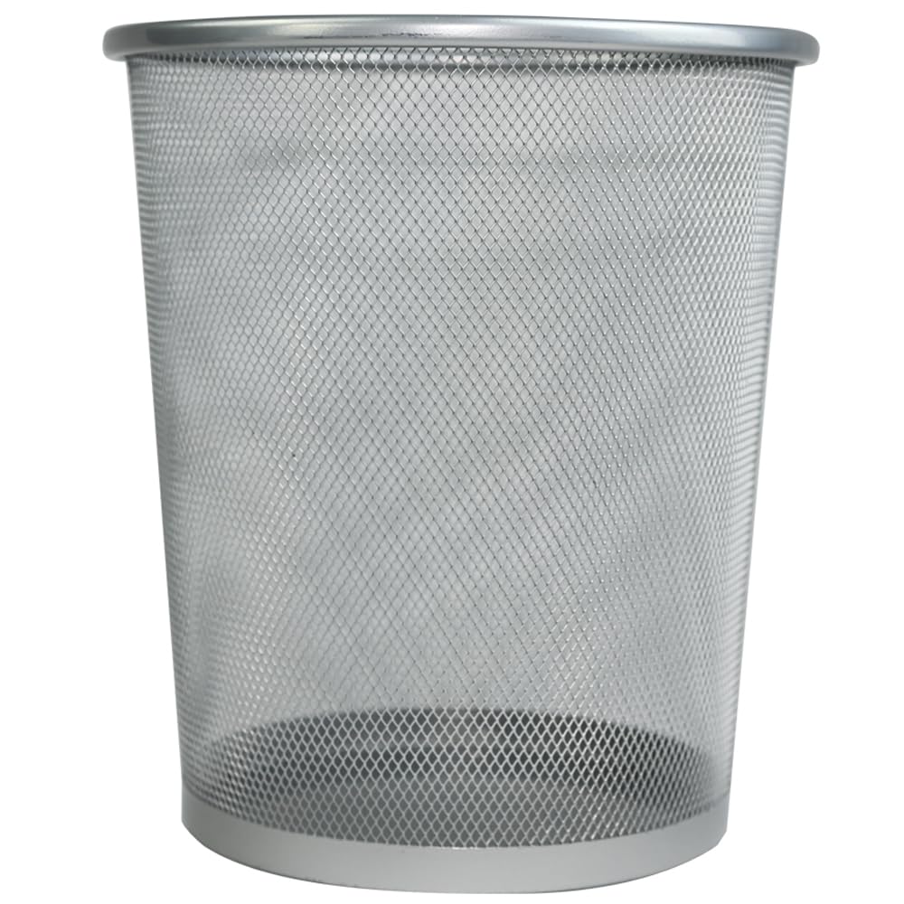 Ram® 20L Circular Mesh Bin Office Home Garbage Can For Bathrooms, Kitchens, Offices, Rooms, Students (Silver)
