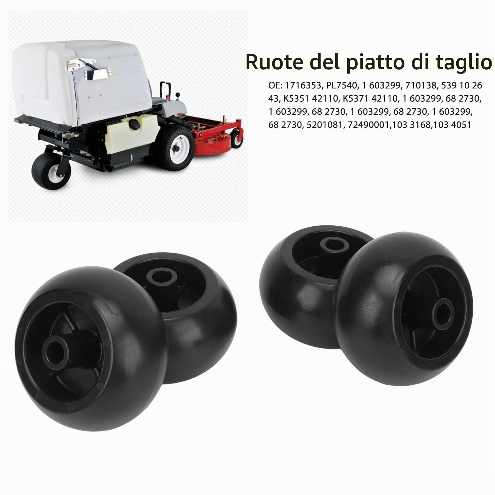 Kit Ruote per Piatto Tosaerba, Kit Ruote per Piatto Tosaerba Antiforatura 4 Pezzi per Exmark Explorer,Grounds Master
