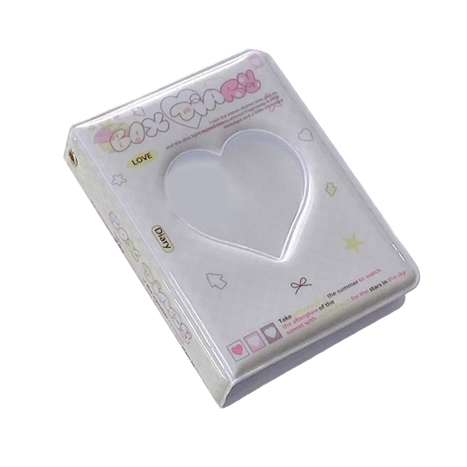 alloneslife Compact 3Inch Photo Card Album PVC Idol Photocard Binder with Heart Hollowed Design and 40 Pocket for Travel Memory Idol Fan Album