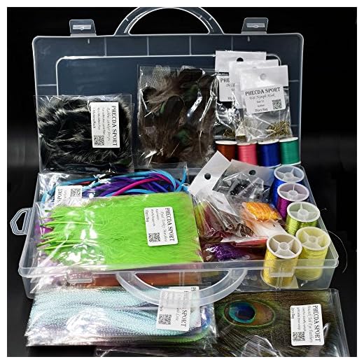 PHECDA PROFLY Feathers Fur Thread Crystal Flash Line Hooks Fly Tying Materials Starter Kits (Fly Tying Materials Set)