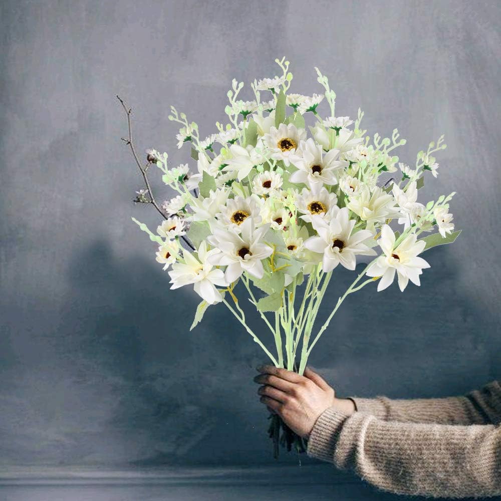 3 Pezzi Fiori di Seta Artificiale Margherita di Seta Artificiale Gerber Margherita Finto crisantemo Piante finte Bouquet