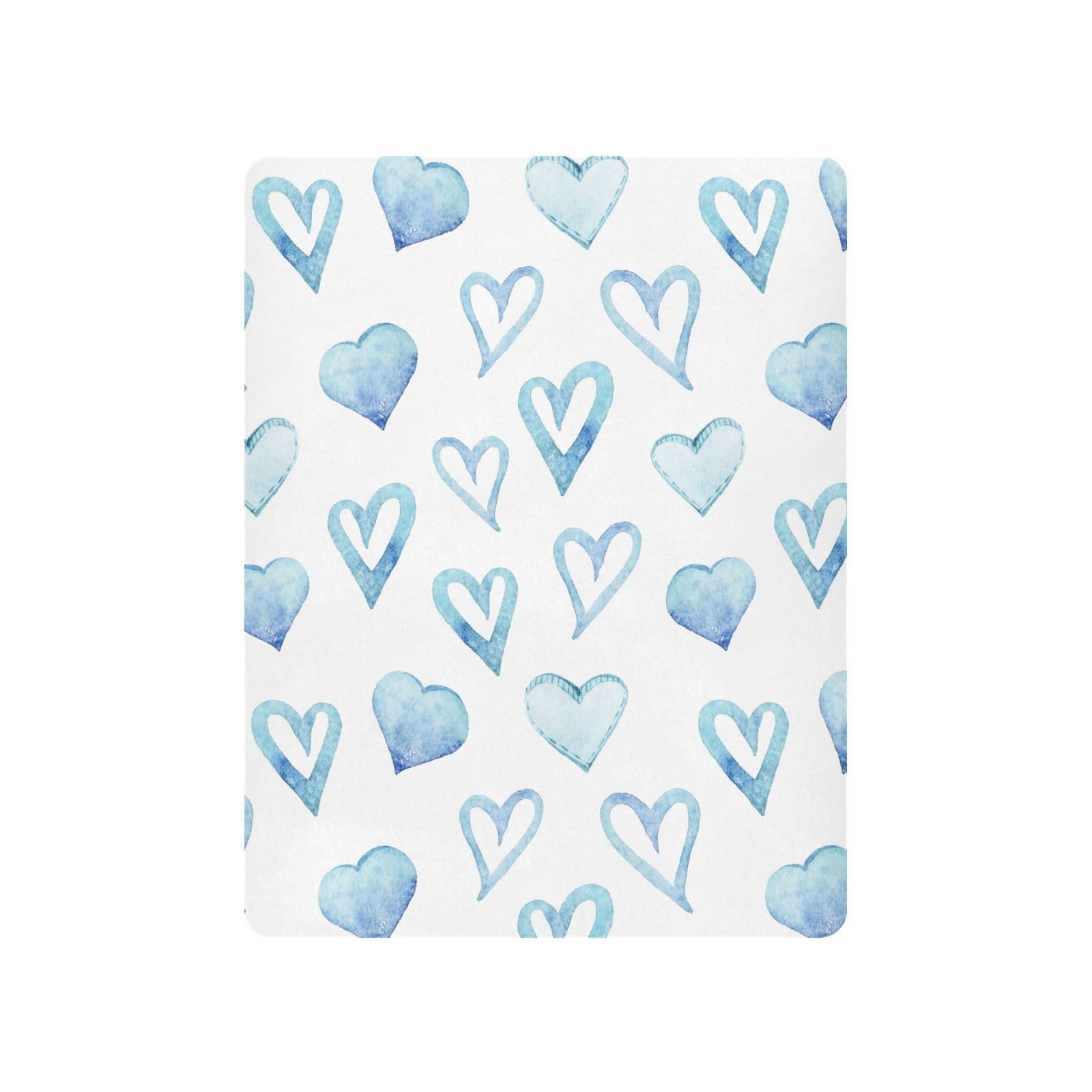 Kigai Valentine's Day Blue Love Heart Crib Sheet for Boys and Girls Jersey Knit Fitted Crib Sheet Cozy Soft Breathable Baby Crib Sheet Standard Baby Sheet and Toddler Bed Sheet, 28 x 52 in