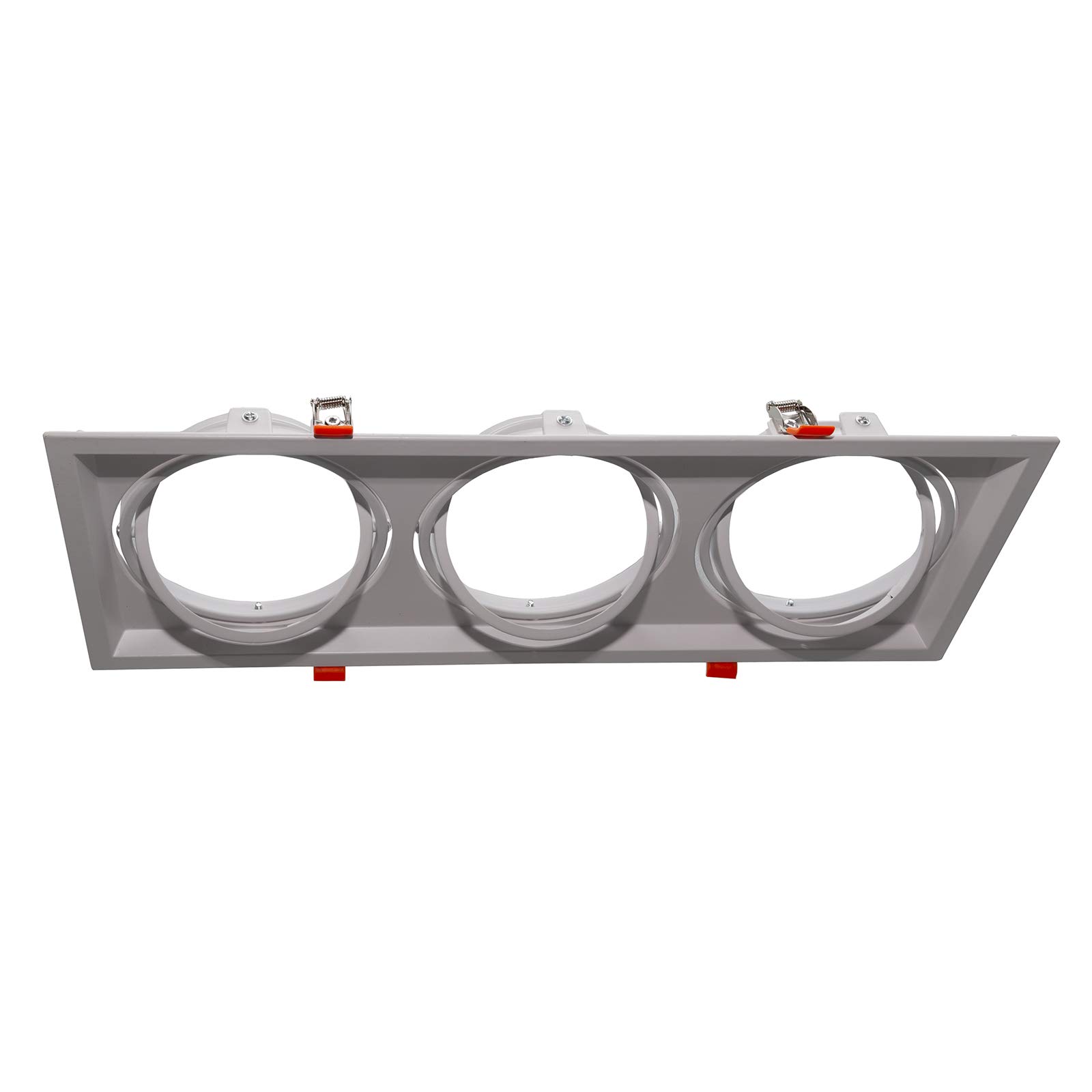 Soporte para foco de luz LED empotrable rectangular orientable con 3 bombillas AR111